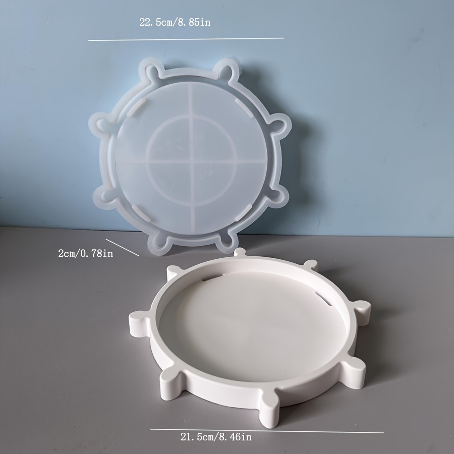 Image of Mold Steering Wheel Tray Plaster Mold Tray Decorative Resin Mold Ship Wheel Tray Mold Mediterranean Ship Wheel Storage Tray Resin Cement Plaster Mold