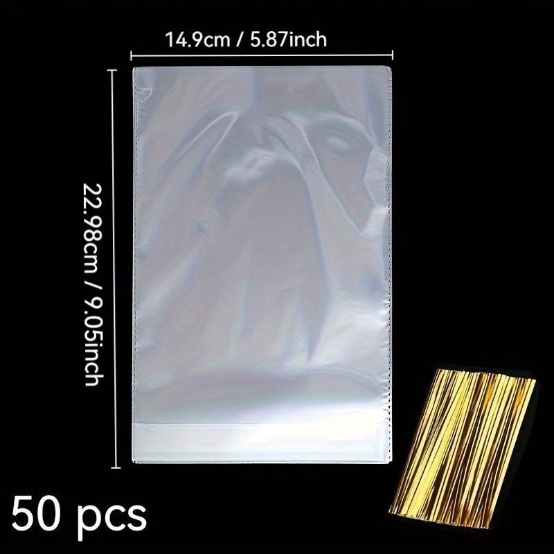 E-shop Geschenk für Sie/Ihn 50 Stück Beinbeutel, durchsichtige Plastik-Goodie-Bags mit Drehverschlüssen, Geschenkverpackung, Partygeschenk, Hochzeit,