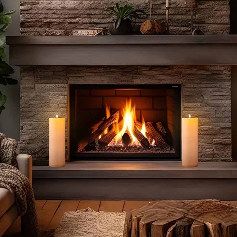 Velas de Plástico LED Sin Llama con Temporizador para Exteriores, Adecuadas para Decoraciones de Halloween y Navidad, Faroles Festivos, 2 piezas