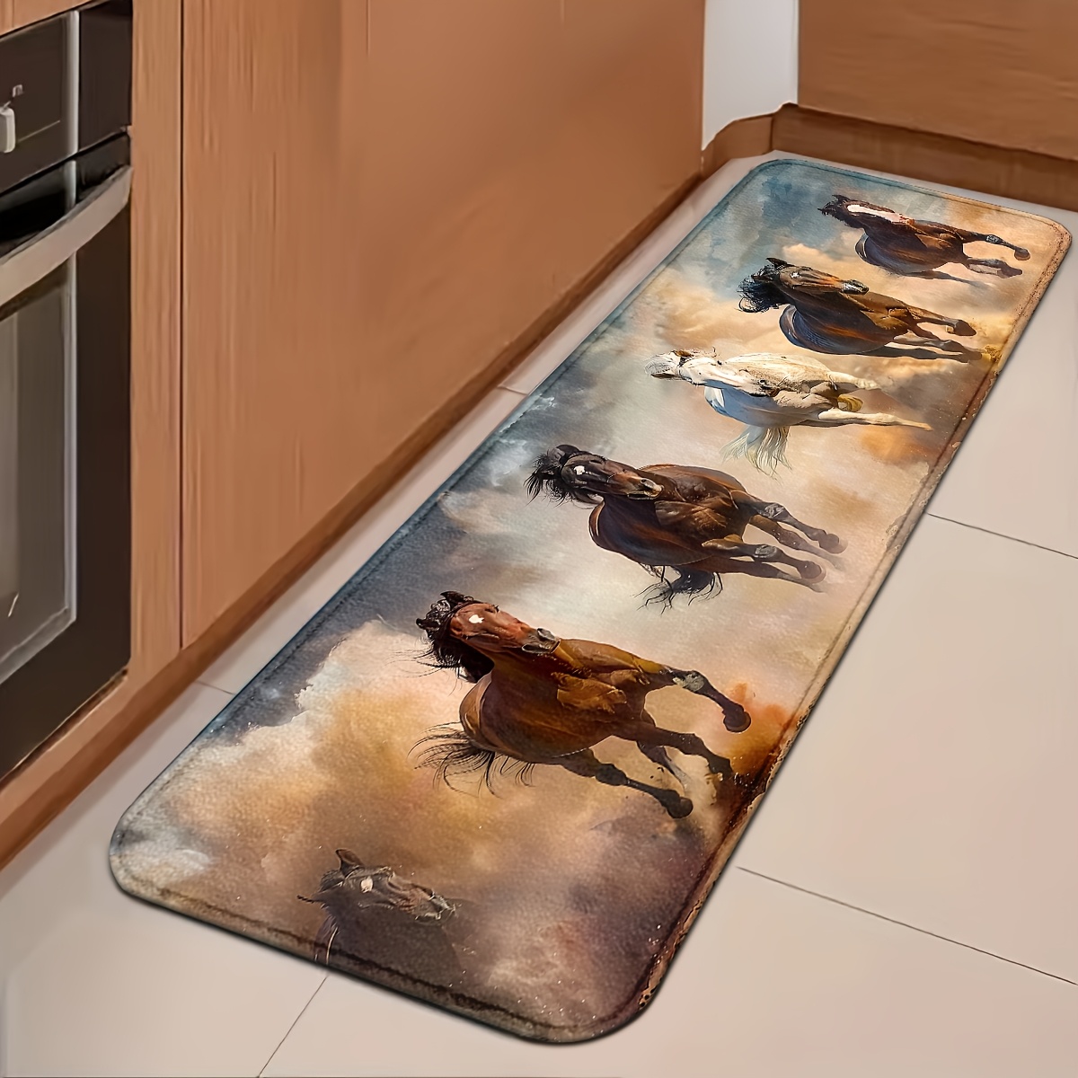 TEMU Horse 1.2cm Kitchen Mats, Durable Bathroom Pads, Comfortable Runner Rugs, Carpets For Kitchen, Home, Office, Laundry Room, Bathroom, Decor,