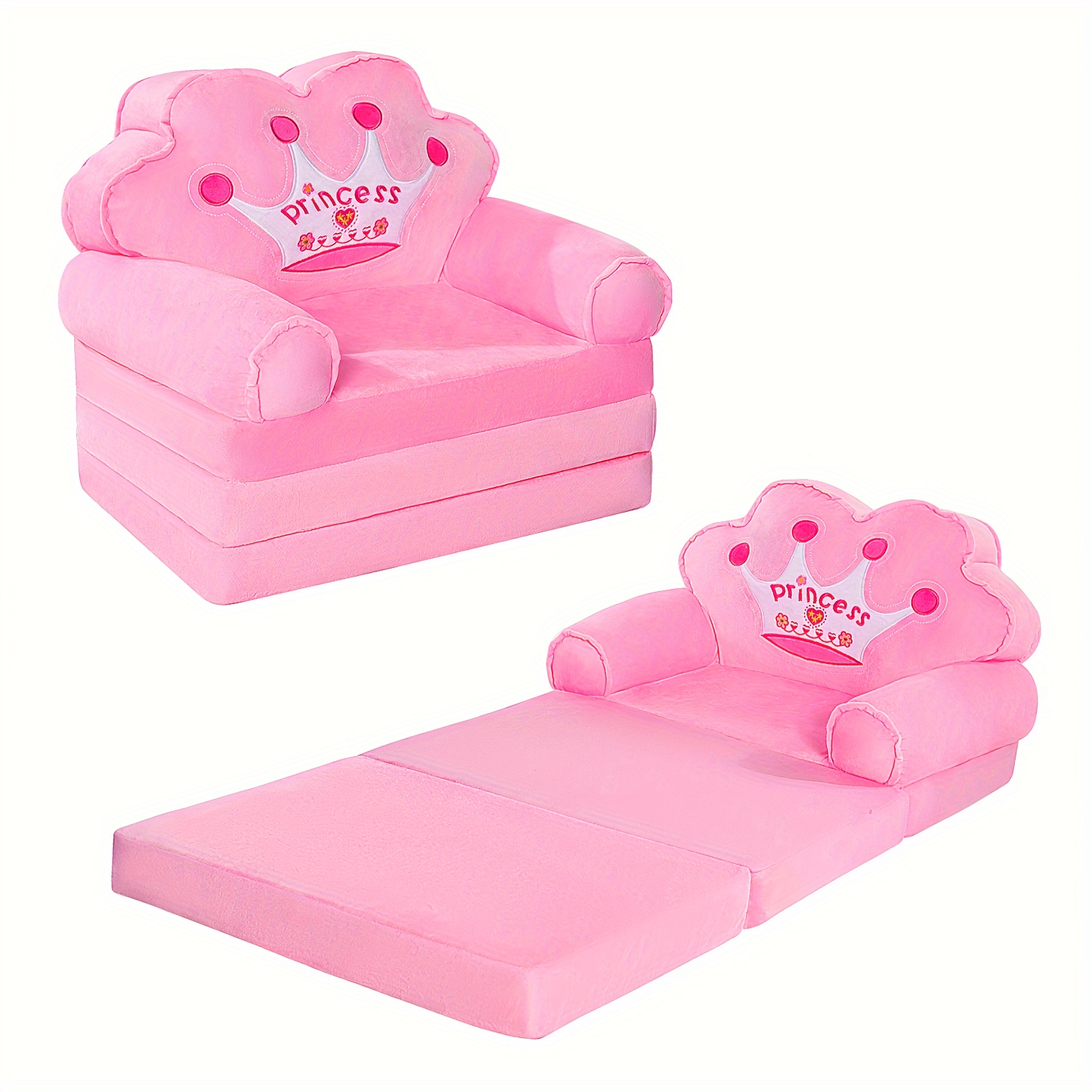 

Foldable Sofa Bed, Princess Chair, Pink Cartoon Shape, High Density Foam, Fold Out Couch For Bedroom, 15.1x19.7x2.4 Inches, 4.4 Lbs