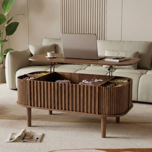 40 inch lift top coffee table featuring storage a marble surface and sturdy rubber wood legs designed in a century for the living room in natural oak end
