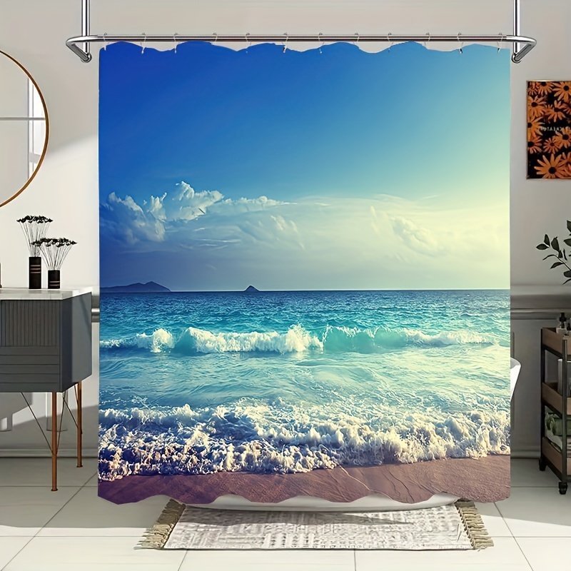 

Skeleton Tapestry & Ocean View Shower Curtain - Waterproof Polyester, Easy Install Kit Included - Perfect For Bathroom Decor, Living Room, Bedroom