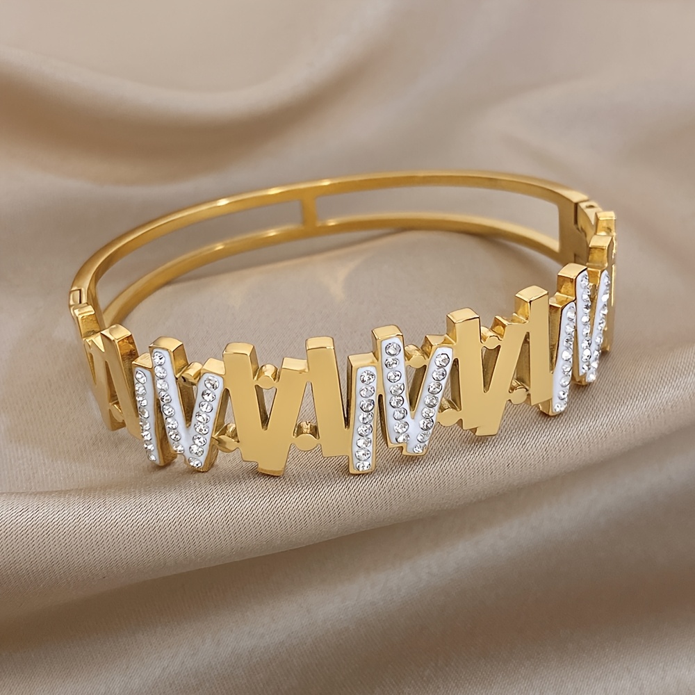 Men's & Women's Gold Plated Artistic Cuff Bracelets with Zirconia