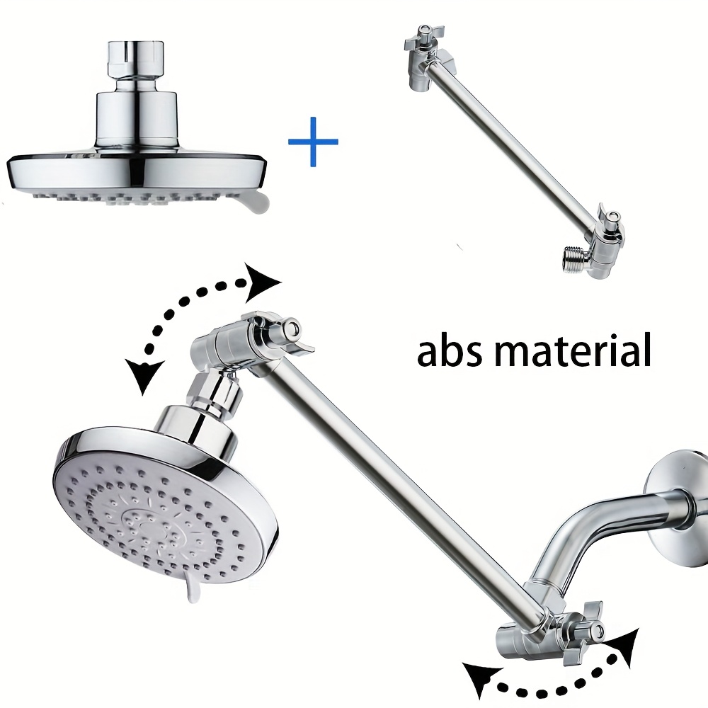 5-Mode Adjustable High Pressure Rainfall Shower Head with Extension Arm