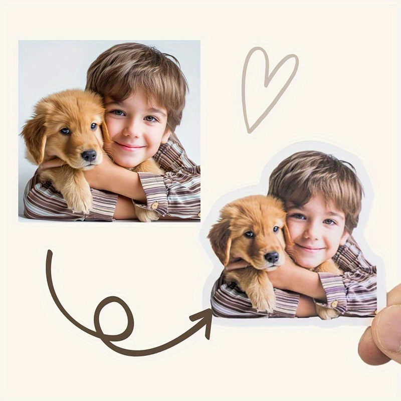TEMU Gepersonaliseerde Foto Stickers, Gepersonaliseerde Gezicht Stickers, Die-Cut Vinyl, Gepersonaliseerde Happy Birthday Cadeaus, Portret Stickers,