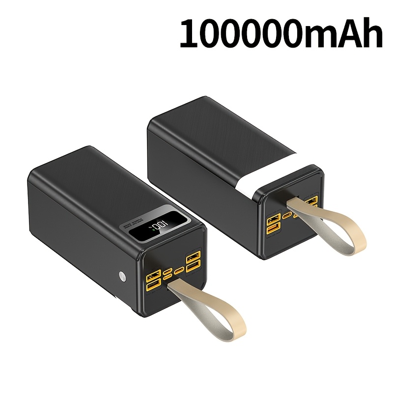 TEMU 100000mah Large Capacity Power Bank, 66w Fast Charging, Can Charge Multiple Devices Simultaneously, With Led Display And Flashlight, Compatible