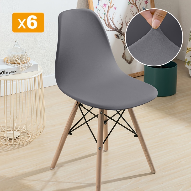 Image of 4/6pcs Elastic Shell Chair Covers Modern Dining Chair Covers Casual Armless Chair Covers For Kitchen, Dining Room Chair Cover Decor Protective Cover