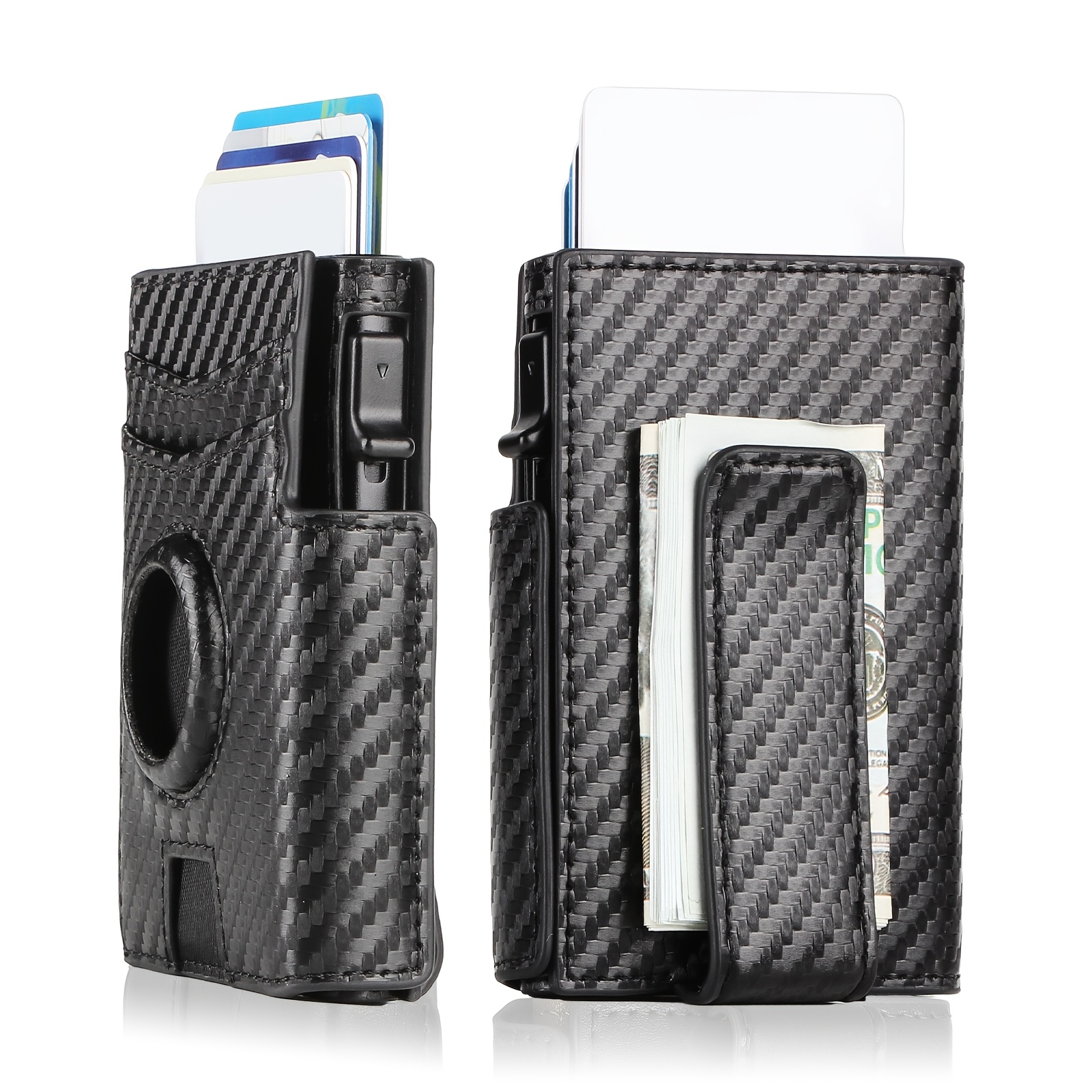 TEMU Minimalist Pop Up Wallet For Men, Rfid Blocking Wallet With Aluminum Metal Credit Card Holder, Men's Slim Bifold Wallet With Id Window And Cash