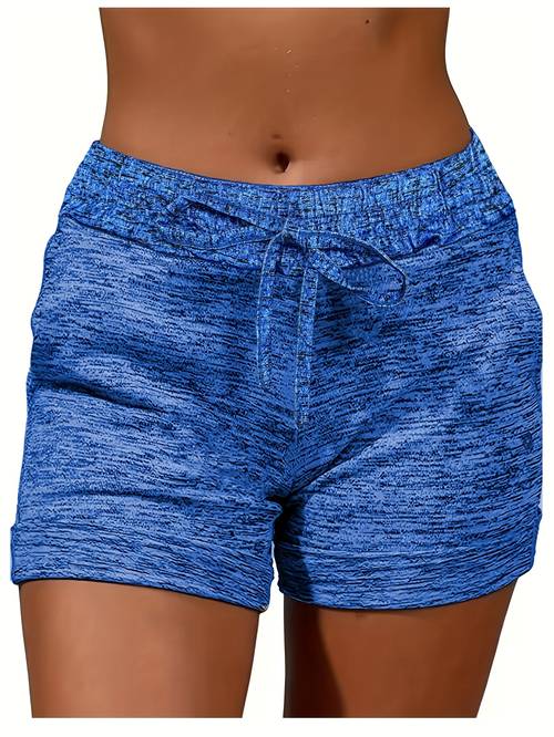 2392 european and new womens fashion casual solid color printed elastic waist shorts