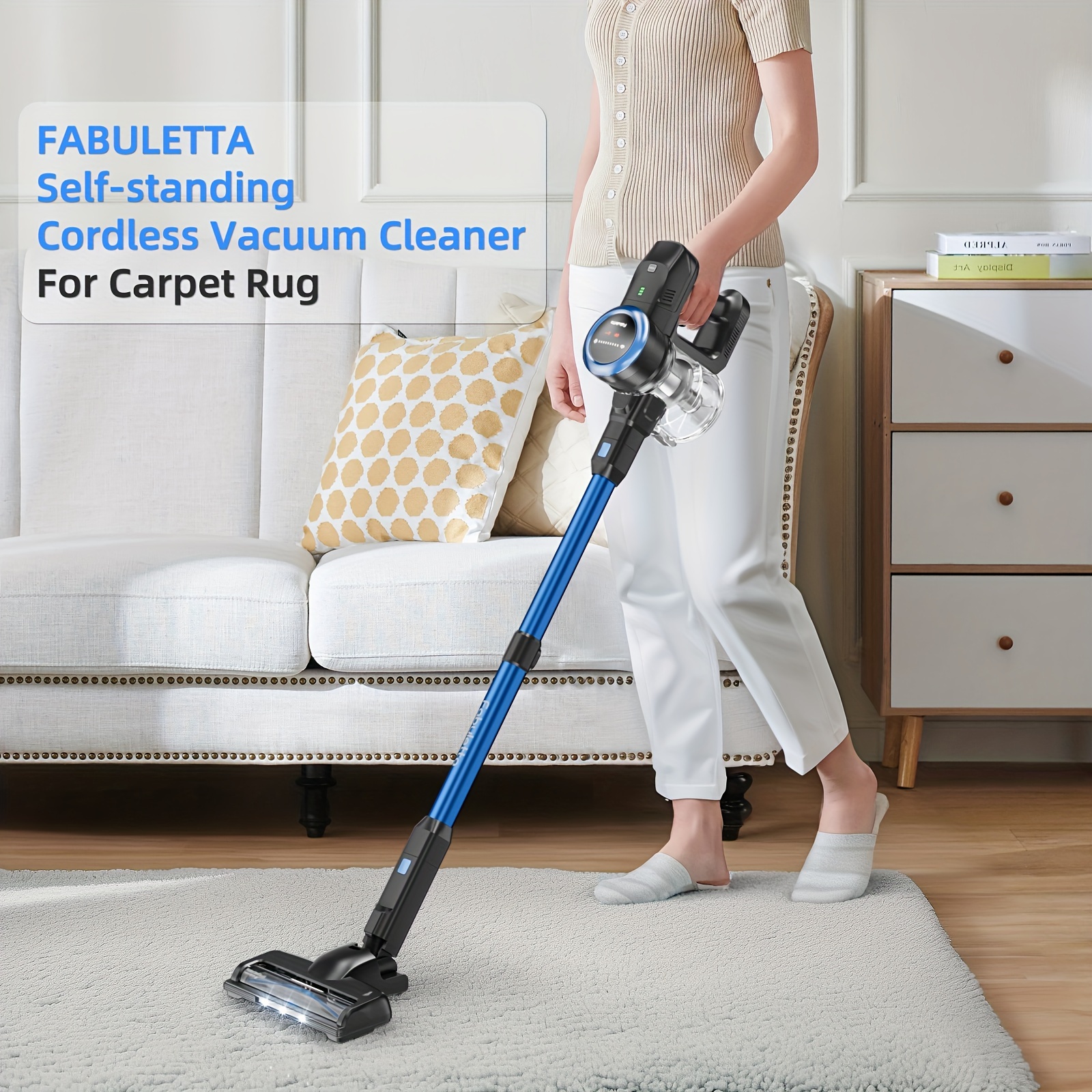 

Fabuletta Cordless Vacuum Cleaner, 24kpa Powerful Suction Stick Vacuum Cleaner With 250w Brushless Motor, Led Display, 6 In 1 Lightweight Vacuum For Pet Hair Hard Floors Carpet, Up To 45min Runtime