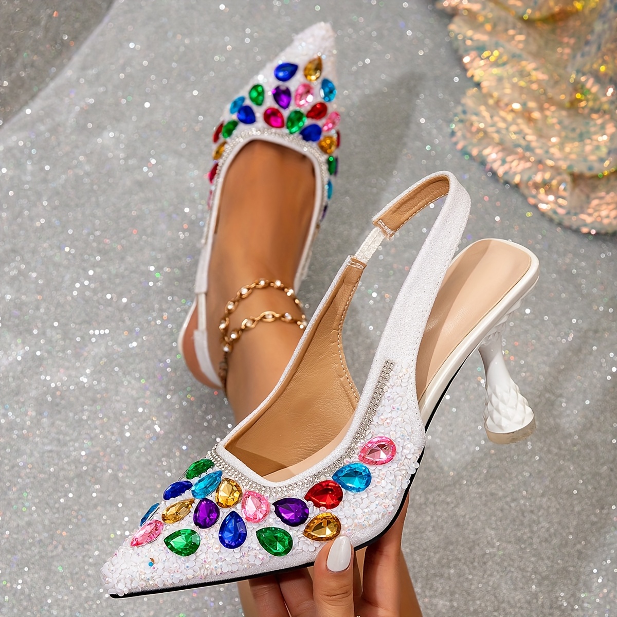 hochwertige damen high heels in gold kappe – strass - Temu Germany, image size:1200x1200