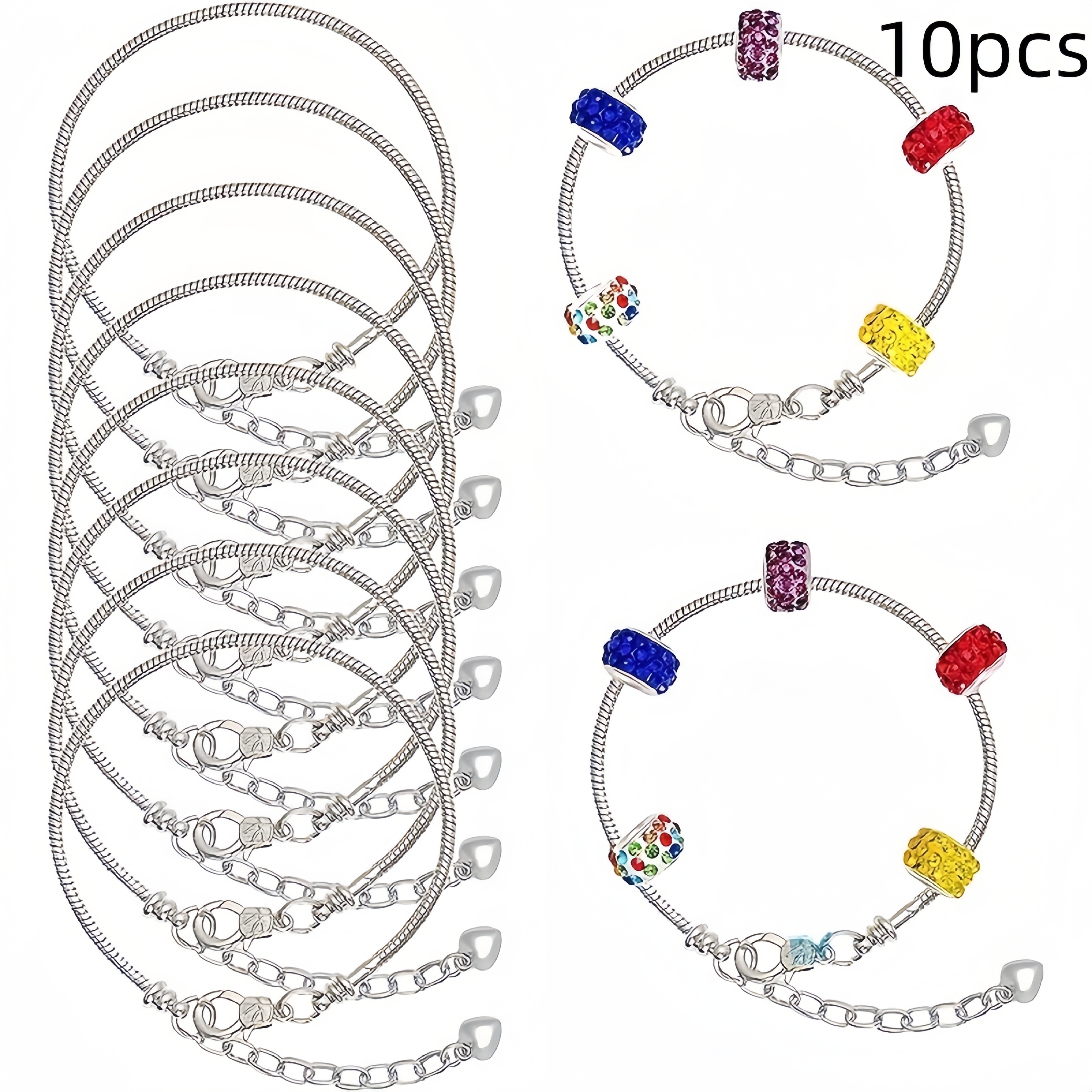 10pcs Copper Bangle Chain, 7.87inch Bracelet, Charm Bangle Extension Chain Fashion For Easy Casual Jewelry Making