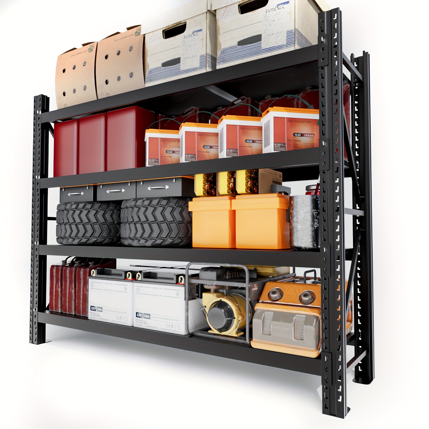 Heavy Duty Garage Racking Shelf Laminate - Extra Large Metal Shelving And Storage For 2500 Kg, 5 Tiers, Adjustable, Wine Cellar Racking, Industrial Racking Storage And Organization