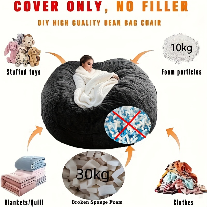 1pc Nordic Minimalist Bean Bag Chair Slipcover - Modern Machine Washable, Soft, and Durable Cover for Living Room Home Decor - Easy to Install, No Filling Included, Perfect for Indoor and Outdoor Use