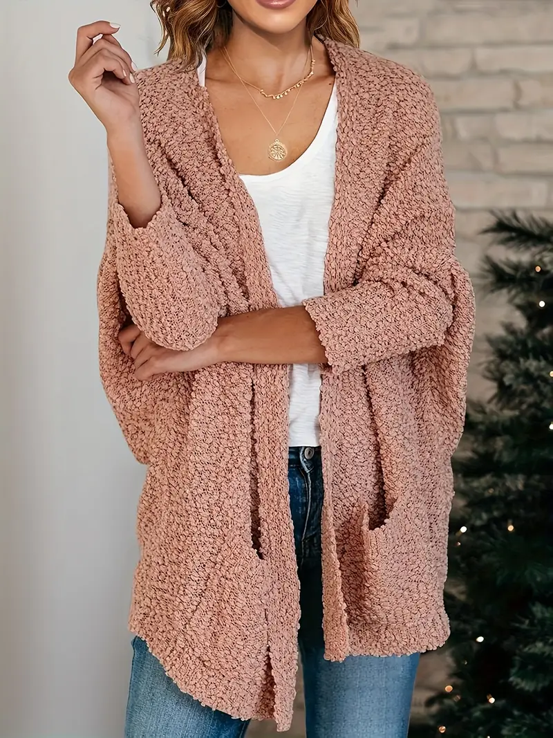 womens chunky popcorn cardigan oversized open front Temu