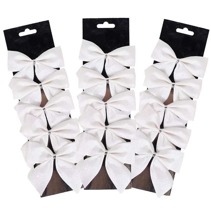 Image of 15pcs Handmade Bows, Christmas Tree Decoration Bows, Perfectly Suitable For Christmas Trees And Holiday Decorations, Wedding Bouquets, Cake Decorations, And Party Decorations
