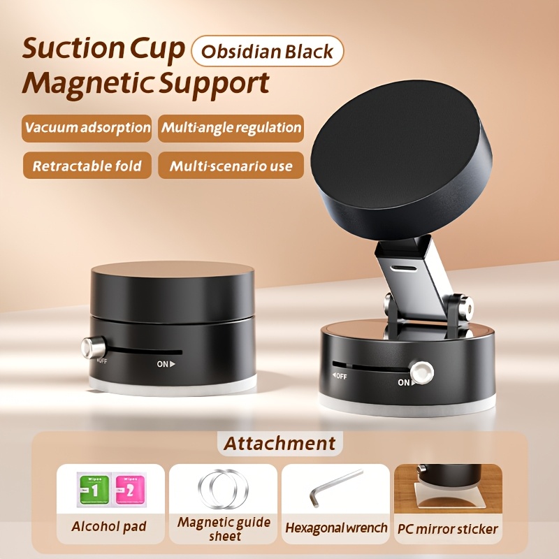 Vacuum Magnetic Phone Holder Updated Suction Cup Phone Mount Foldable And Portable Easy To Operate And Durable Multi-scenario Application 360° Adjustable For Gym/Kitchen/Bathroom/Car/Desktop(White