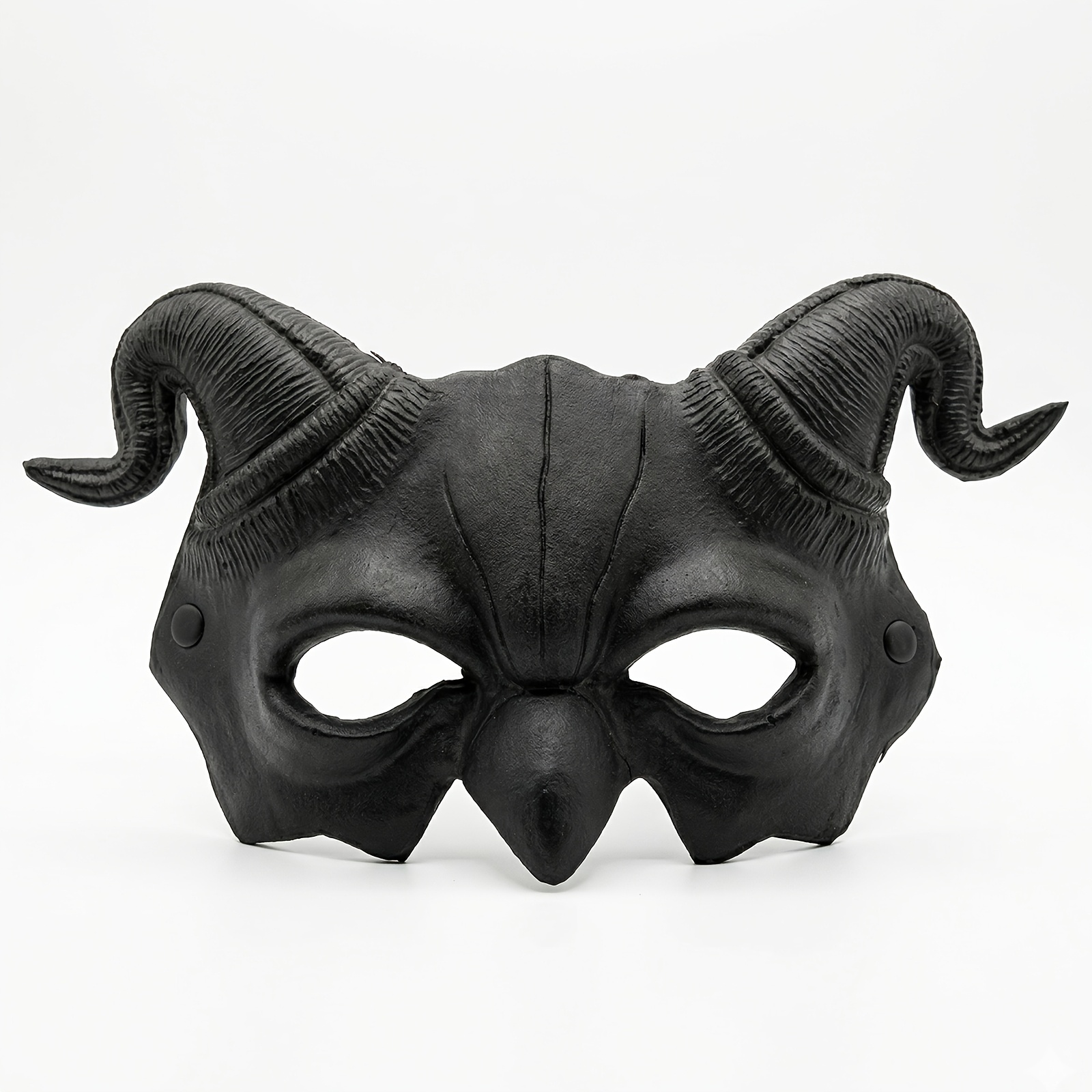 TEMU Premium Scary Demon Horns Mask For Adults, Horror Sheep Half Face Mask With Antlers For Halloween Costume, Gothic Cosplay, Christmas Carnival