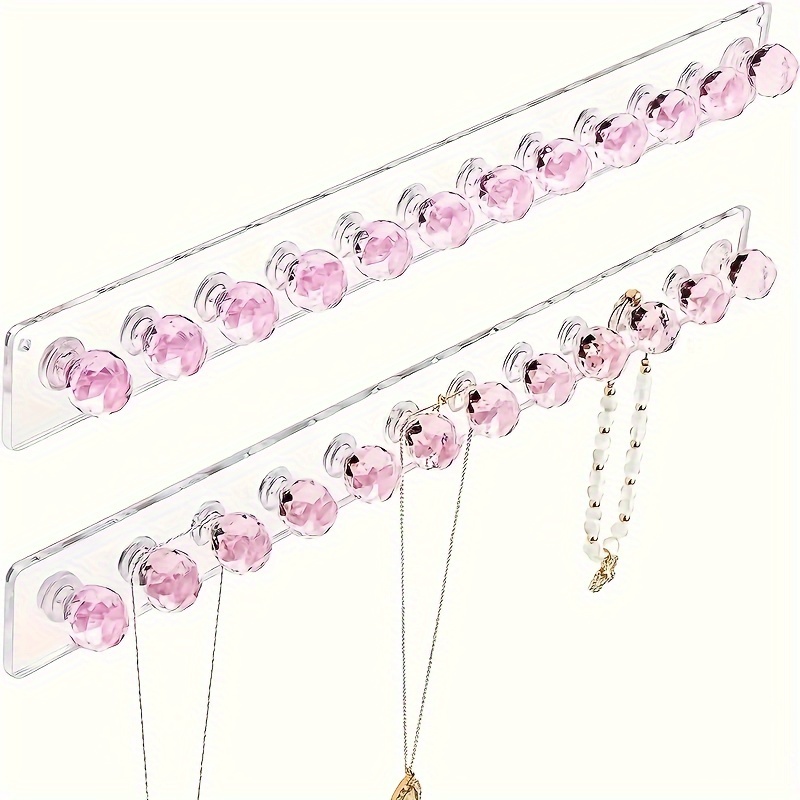 TEMU 2pcs Support de Collier, Support de Collier en Acrylique, Organisateur de Collier Suspendu Mural, Crochets Muraux pour , Bracelets, Chaînes,