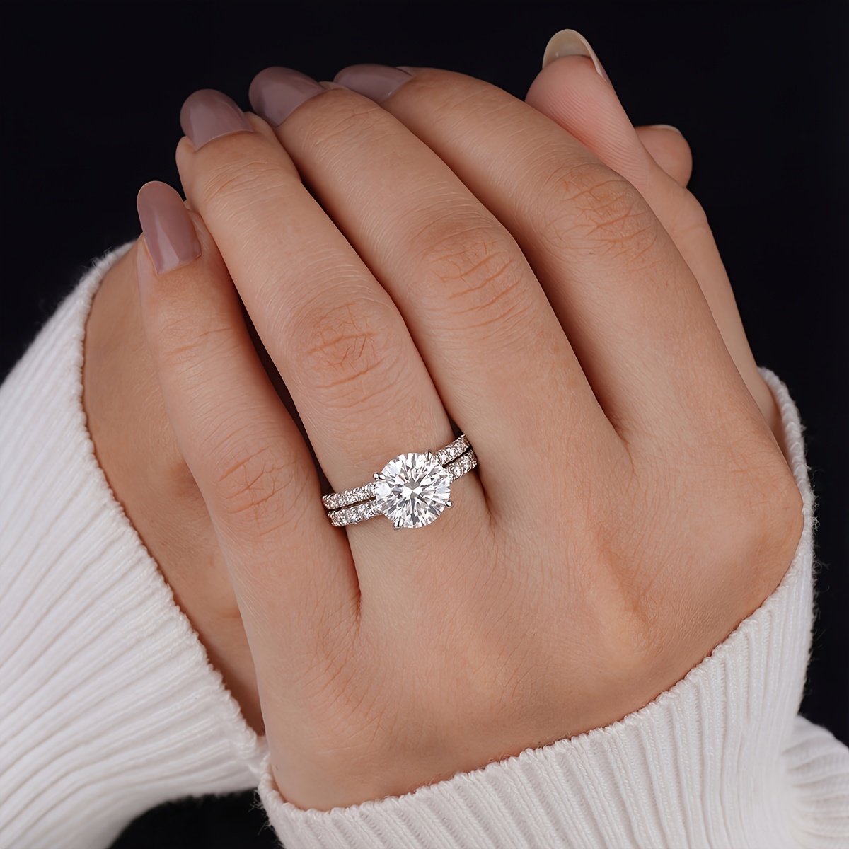 2pc Noble Large Sparkling Rings Set for Women