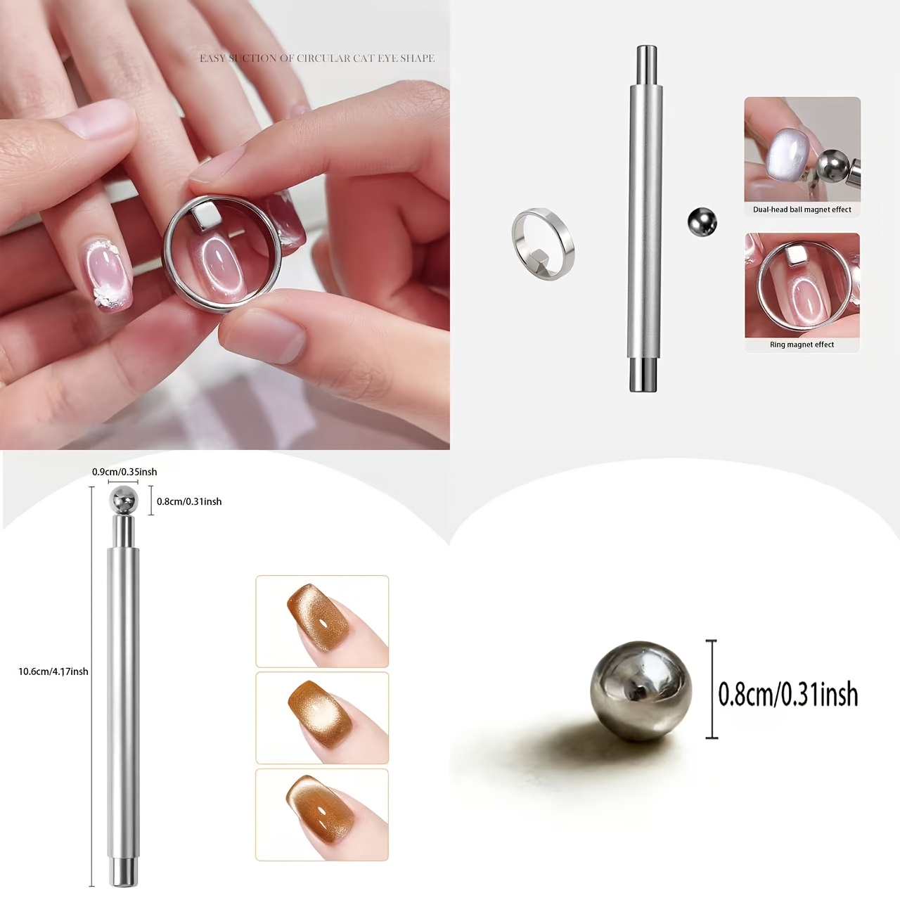 nail art ring magnet for   a ring shaped hollow cat eye effect compact and convenient beginner friendly