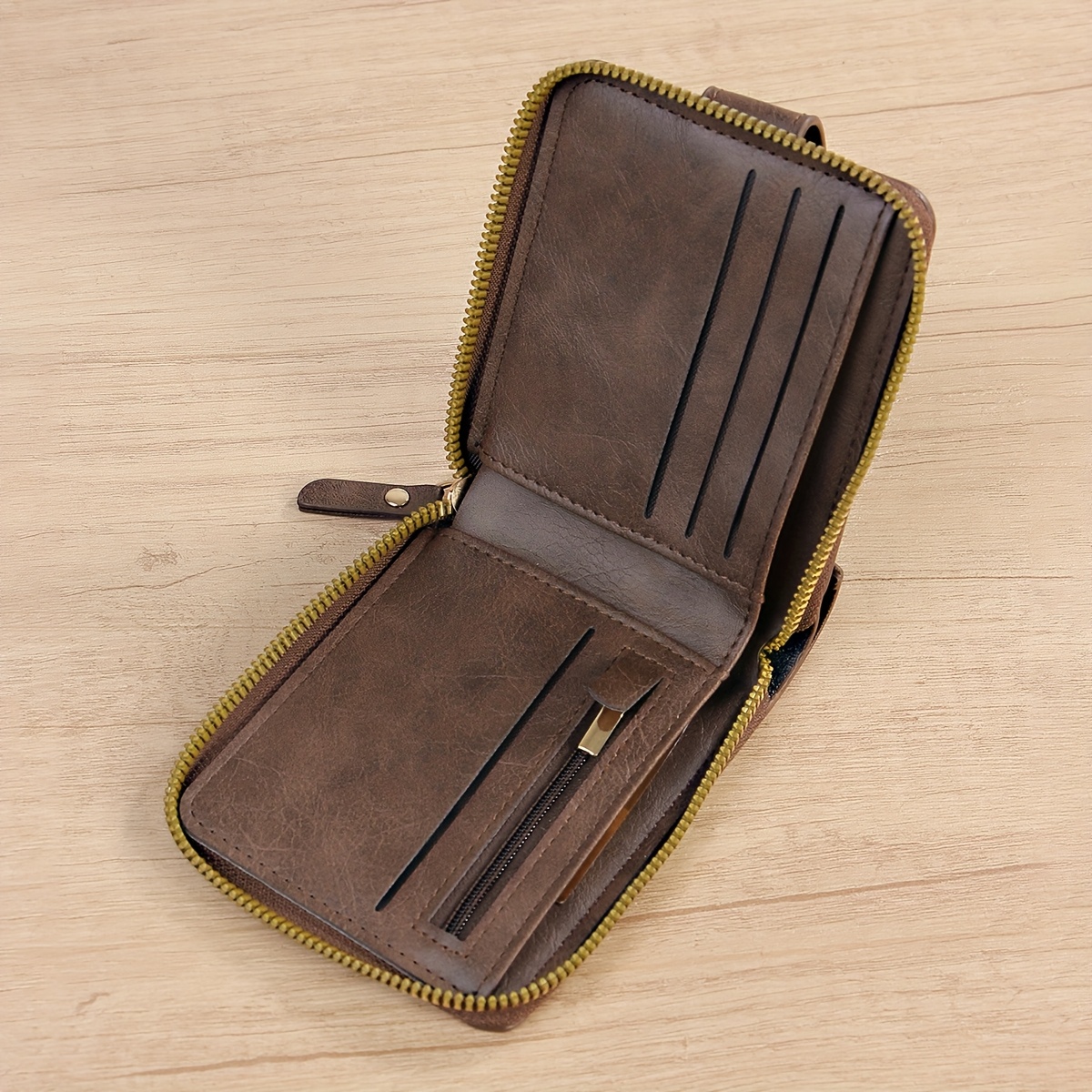 1pc mens pu leather solid color business wallet card holder