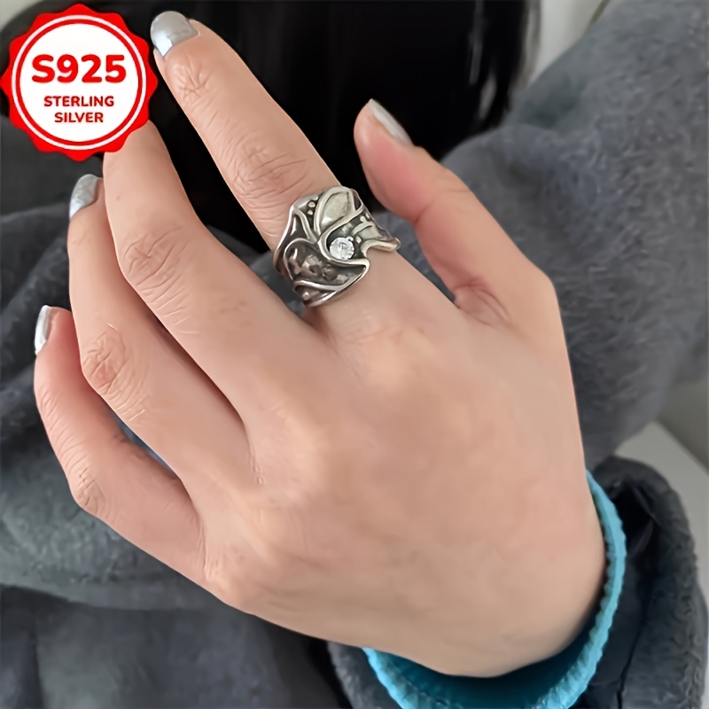 925 Hypoallergenic Retro Distressed Punk Style Open Ring