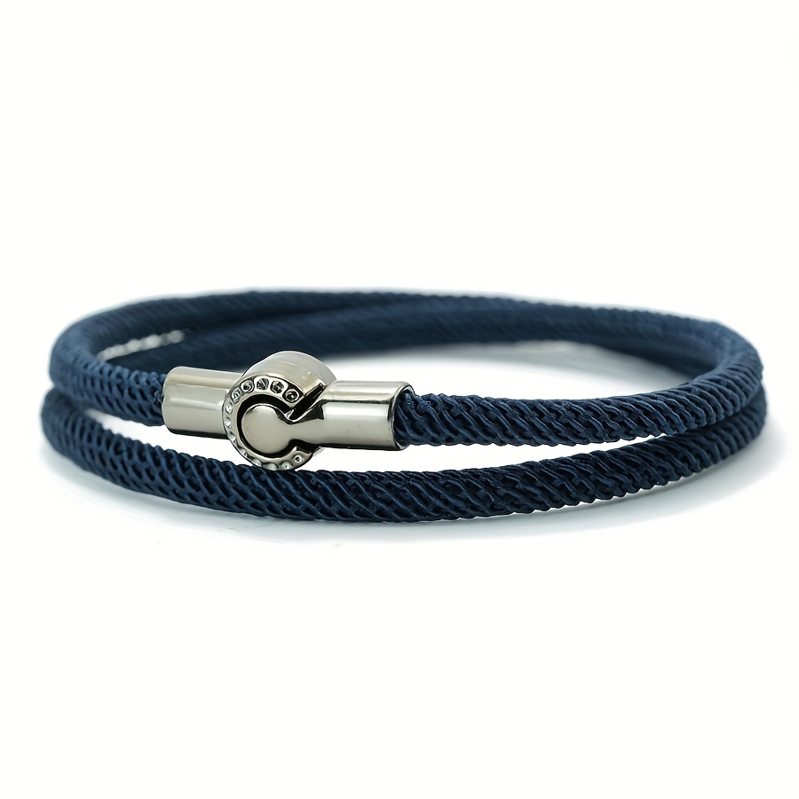   handcrafted mens nautical rope bracelet with black magnetic clasp double layer cord durable nylon ideal gift for him