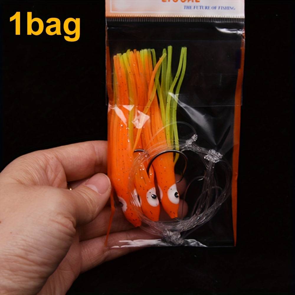 E-shop 1 Beutel künstliche Tintenfisch-Oktopus-Sabiki-Rigs Köder, Schnapperangelrigger für Meerbarsch Rosa Segelfischköder Bodenködern