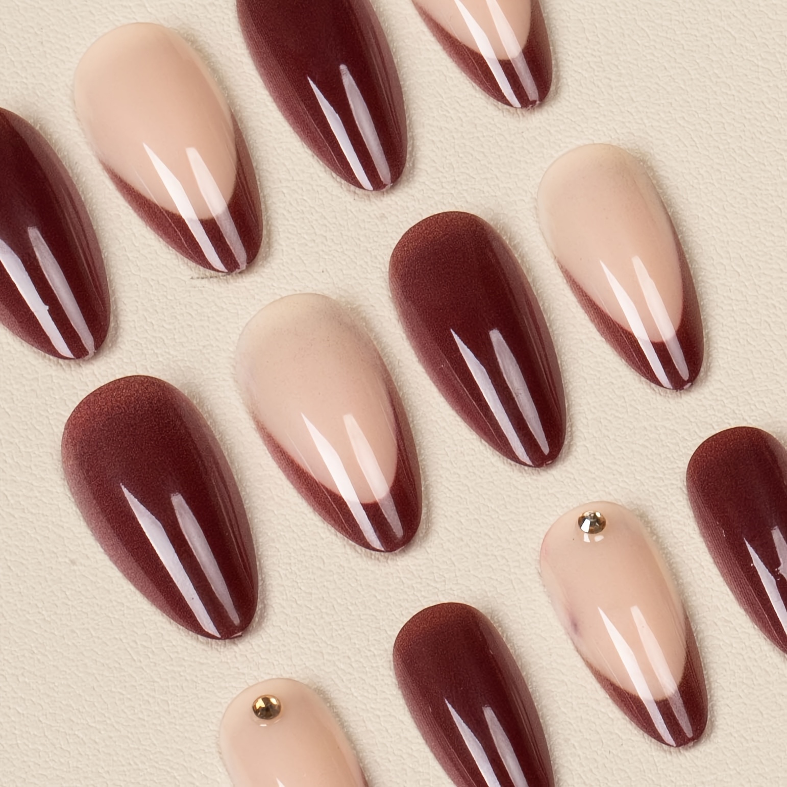 TEMU 24 uñas postizas y rosa nude, uñas falsas con strass, perfectas para formales y noches de , fáciles de aplicar