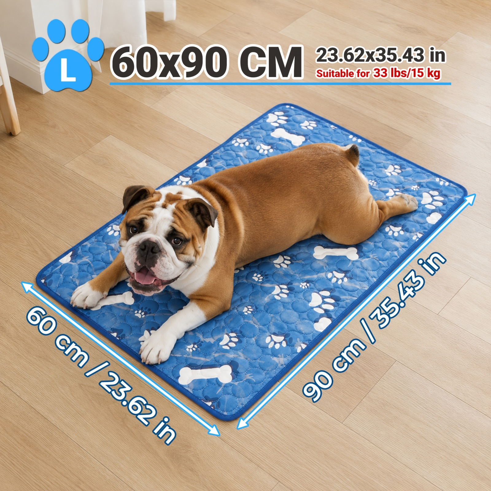 TEMU Jiexixian Extra Large Cooling Bed - Bone Pattern Mat Suitable For Small/medium/large Pets, Breathable Mesh Cooling Pad With Durable Polyester