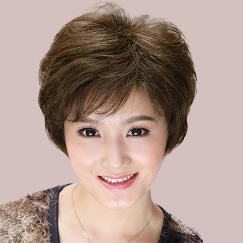 1pc short curly wig with side bangs for women fashionable mom wig korean style