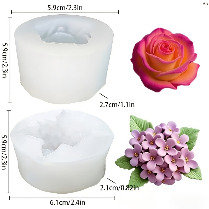 Image of 2 Pieces Of Silicone Molds For White Rose And Osmanthus Lilac, Perfect For Crafting Handmade Flower Candles, Car Air Freshener Pendants, Plaster Art Props, Easy To Remove, And Reusable
