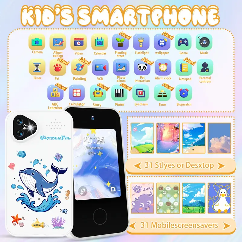 ZERONE Jouet Enfant Téléphone Musical Éducatif Écran Tactile Cadeau ZERONE Jouet Enfant Téléphone Musical Éducatif Écran Tactile Cadeau