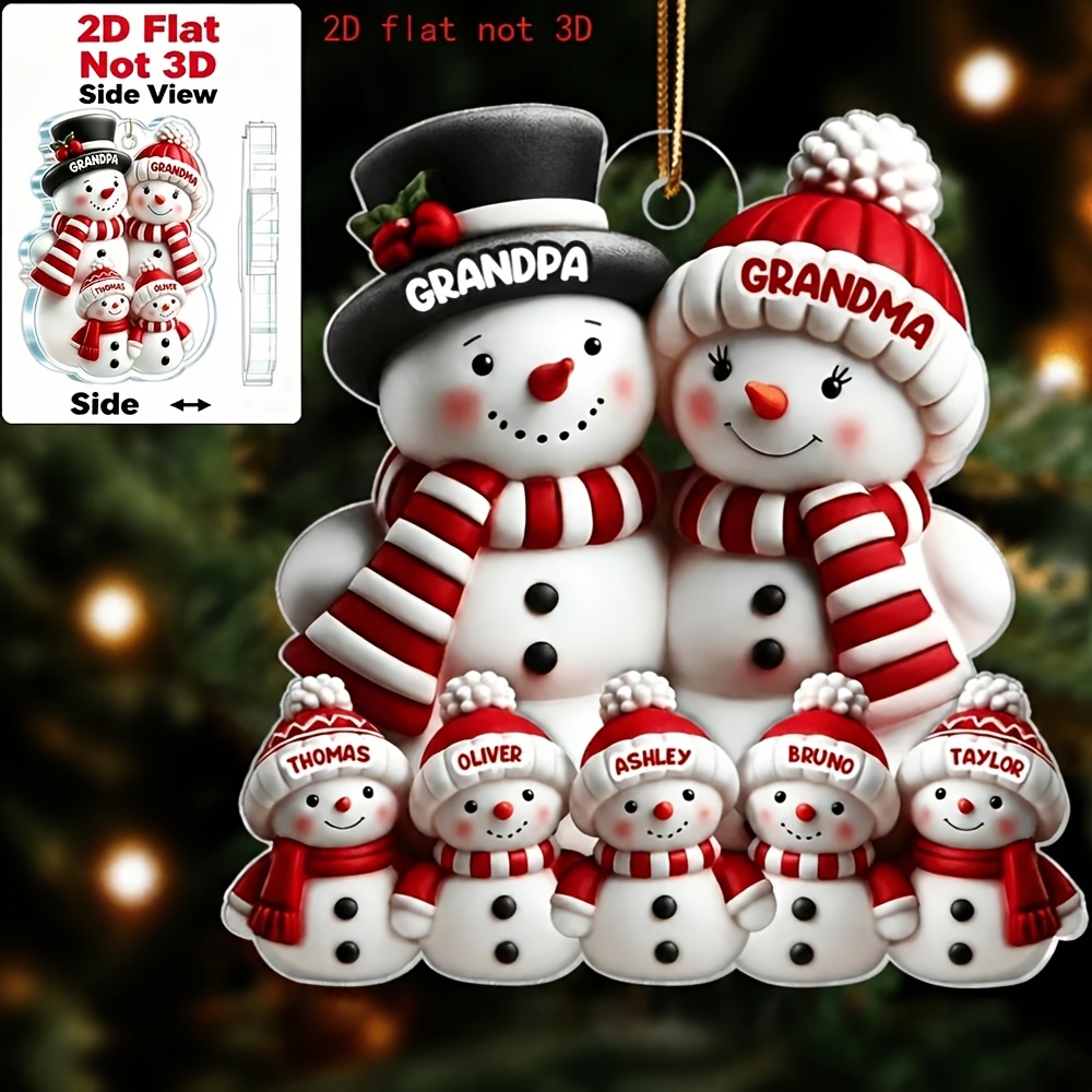 TEMU 2d Flat, Personalized Retro Family Name Christmas Tree Ornaments - 2d Flat Name Plates With 3-7 Letters/numbers, Family -like Design For Holiday