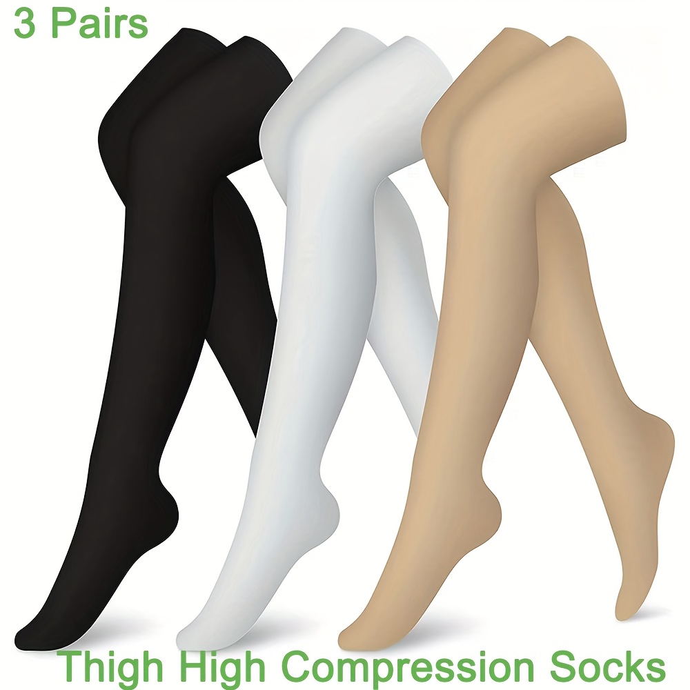 TEMU 3 Pairs Thigh High Compression Socks Support Cycling Dancing Yoga Of Long Compression Socks Gift For Mom