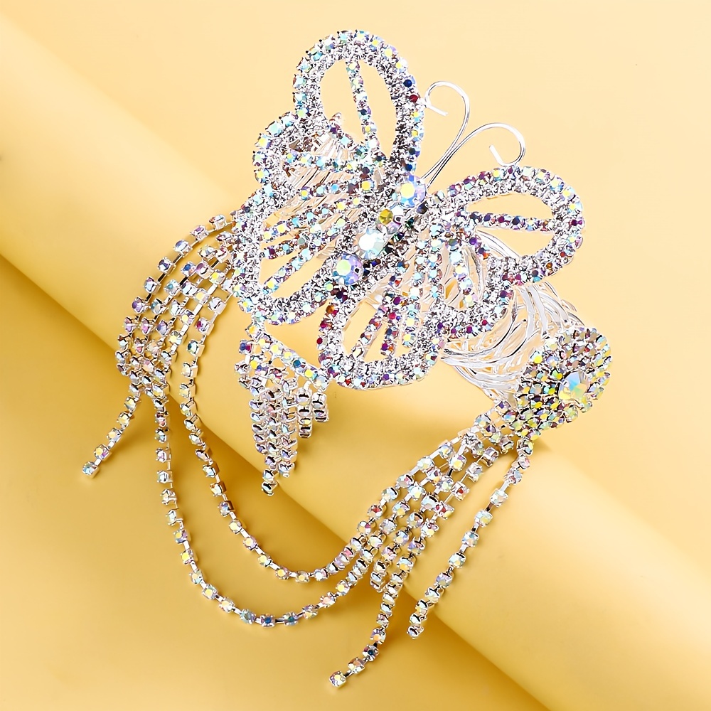 

1pc Full Diamond Butterfly Arm Chain Open Bracelet Tassel Rhinestone Bracelet Women's Fashion Accessories