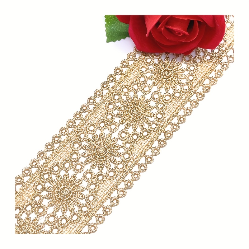 2-yard Hollow Embroidery Lace, Golden Decorative Lace, Handmade Decorative Additions