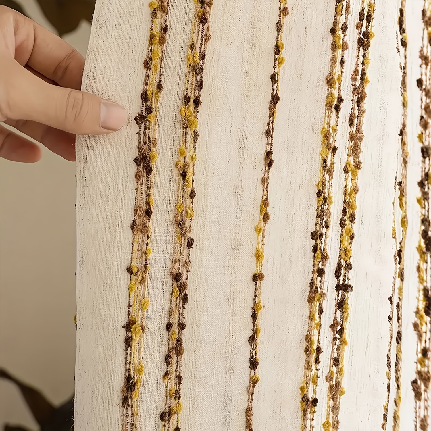 TEMU 1pc Multicolor Striped Curtains For Living Room Bedroom Decor, Thickened Fabric, Weight 220g, Nordic -like Sheer Curtains Rod-type Translucent