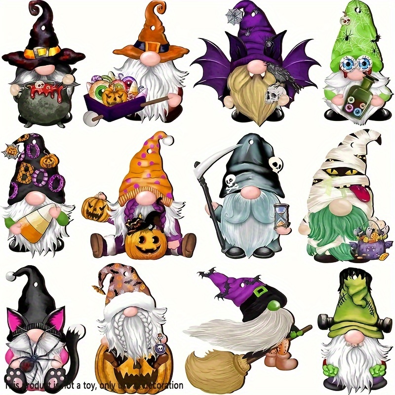 

24pcs Halloween Gnome Ornaments Set, Assorted Plywood Miniature Dwarf Hangings For Home & Party Decor, Festive Seasonal Crafts & Decorations