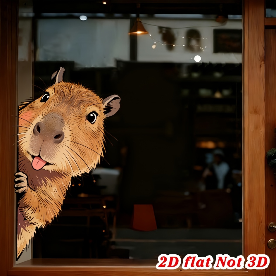 TEMU 1 autocollant de fenêtre Capybara, décoration de verre animale amusante, autocollant de fenêtre Capybara , décoration intérieure, embellissement