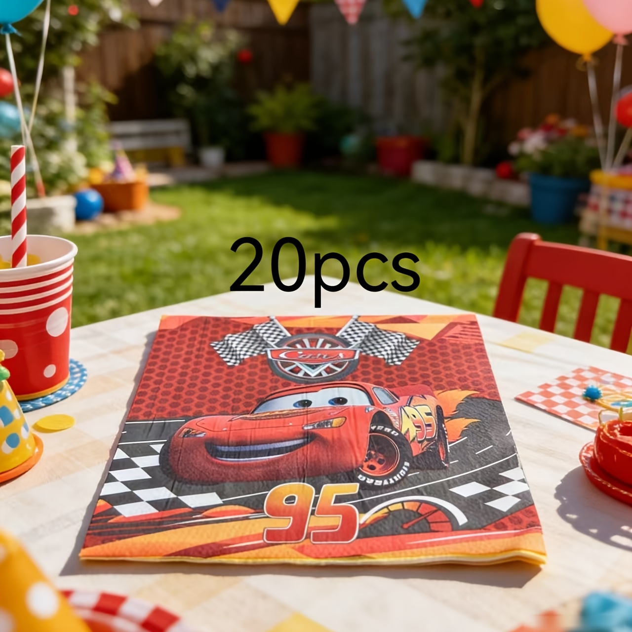 E-shop 20 Stück Cars Lightning Einweg-Servietten, für Geburtstags- Party-Tischdekorationen Feiertagsgeschenke für die Familie