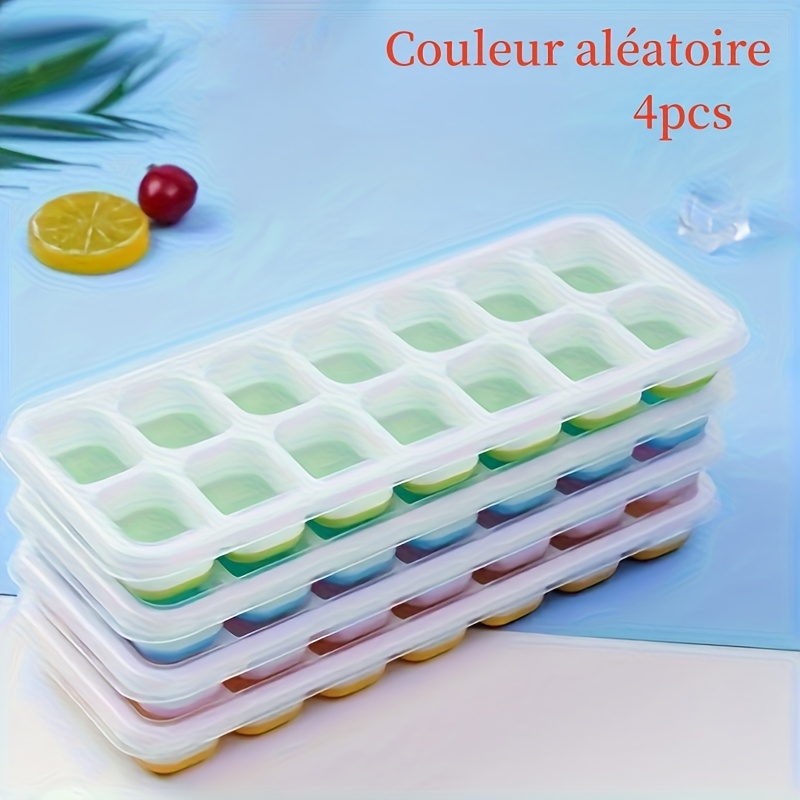 TEMU 4pcs Silicone Ice Cube Trays, Kitchen Gadgets, Silicone And Flexible 14 Ice Cube Trays With Removable Lids, Bpa-free, For Cocktails,