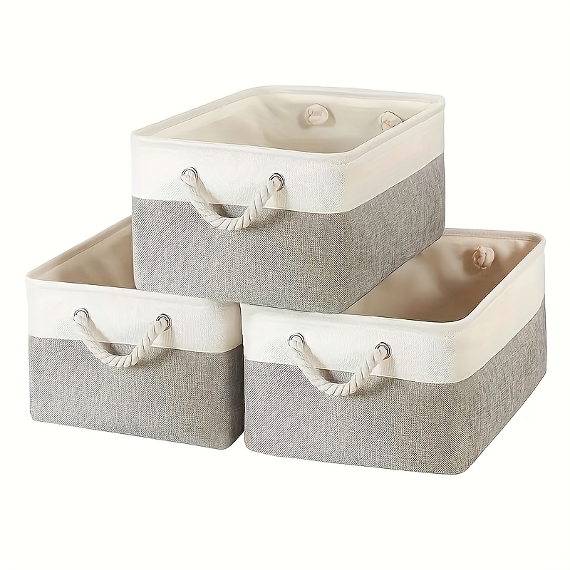 3pcs Rectangular Storage Box, Folding Storage Box, Suitable For Closet,, Clothes, Home, Office, Laundry Baskets