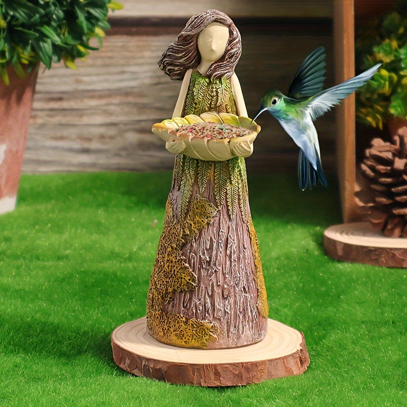 

Forest Goddess Bird Feeder Statue - Durable Resin, Perfect For Garden & Yard Decor