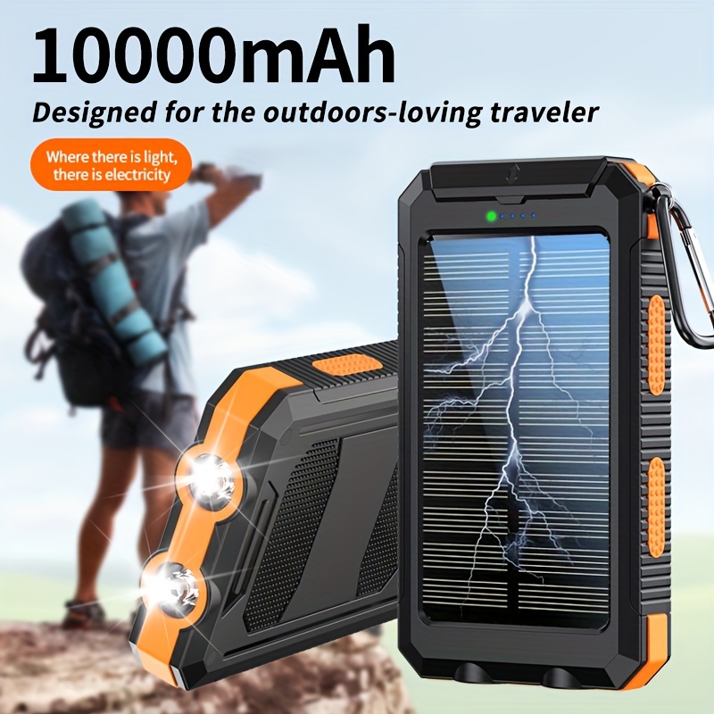 

Charger 10000mah Portable Phone Charger, Camping External Battery Charger For Phones, 2 Usb/led For