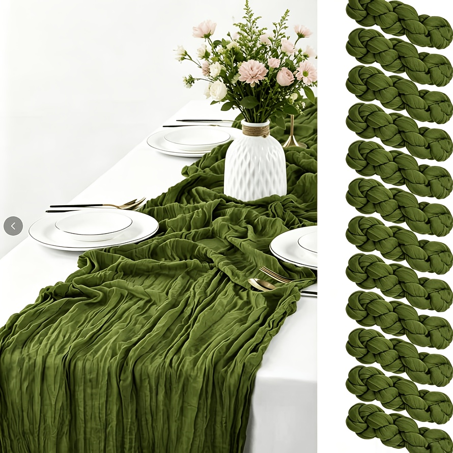 TEMU 12 Pack 21.6x108inch Table Runner 10ft Cheesecloth Table Runner Boho Gauze Cheese Cloth Table Runners Romantic Long Sheer Fabric Table Runners