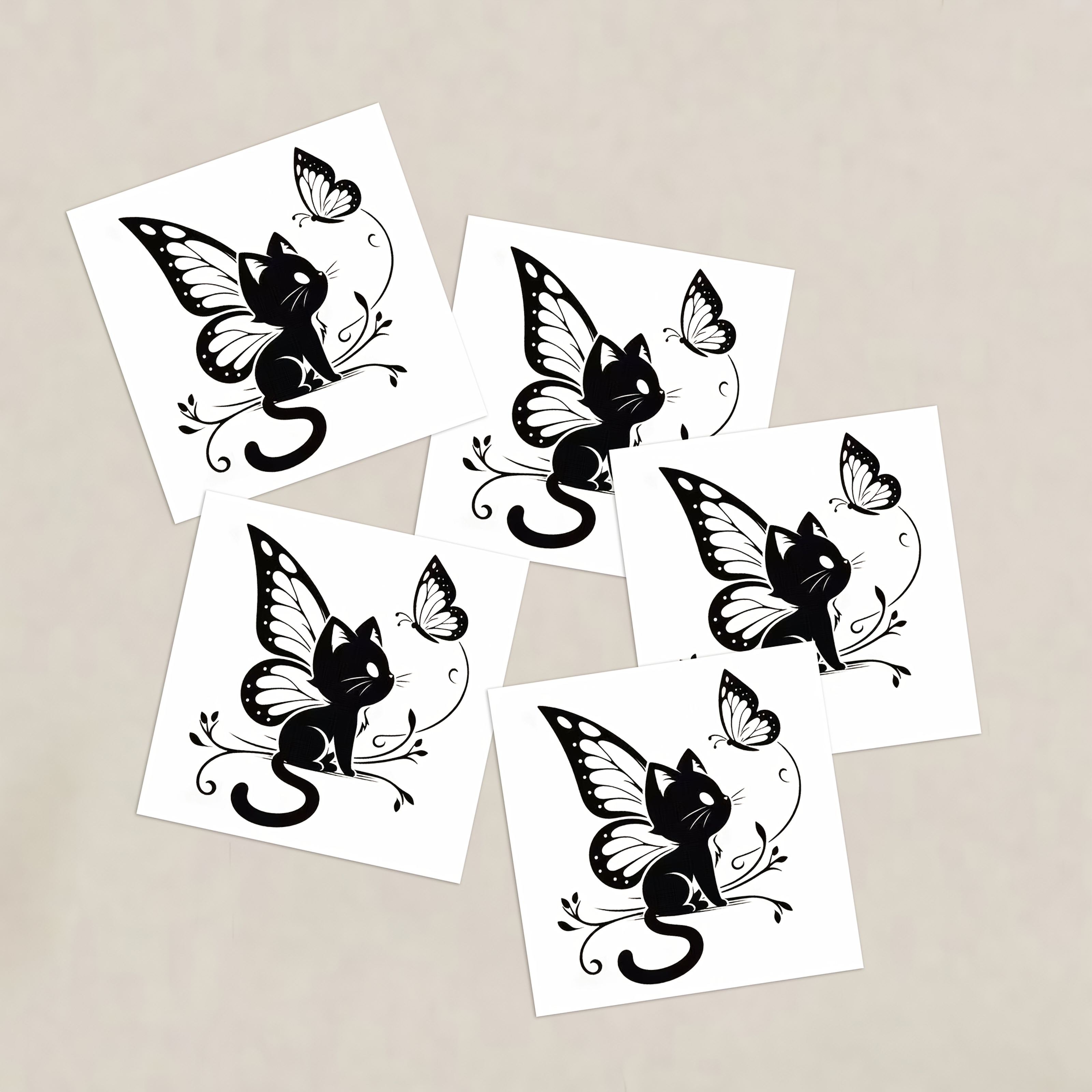 TEMU 5pcs, Black Cat & Temporary Tattoo Stickers, Body Makeup Art Decorative Tattoos, Tattoos For Men And Women, Makeup For Summer Parties, Fun Party