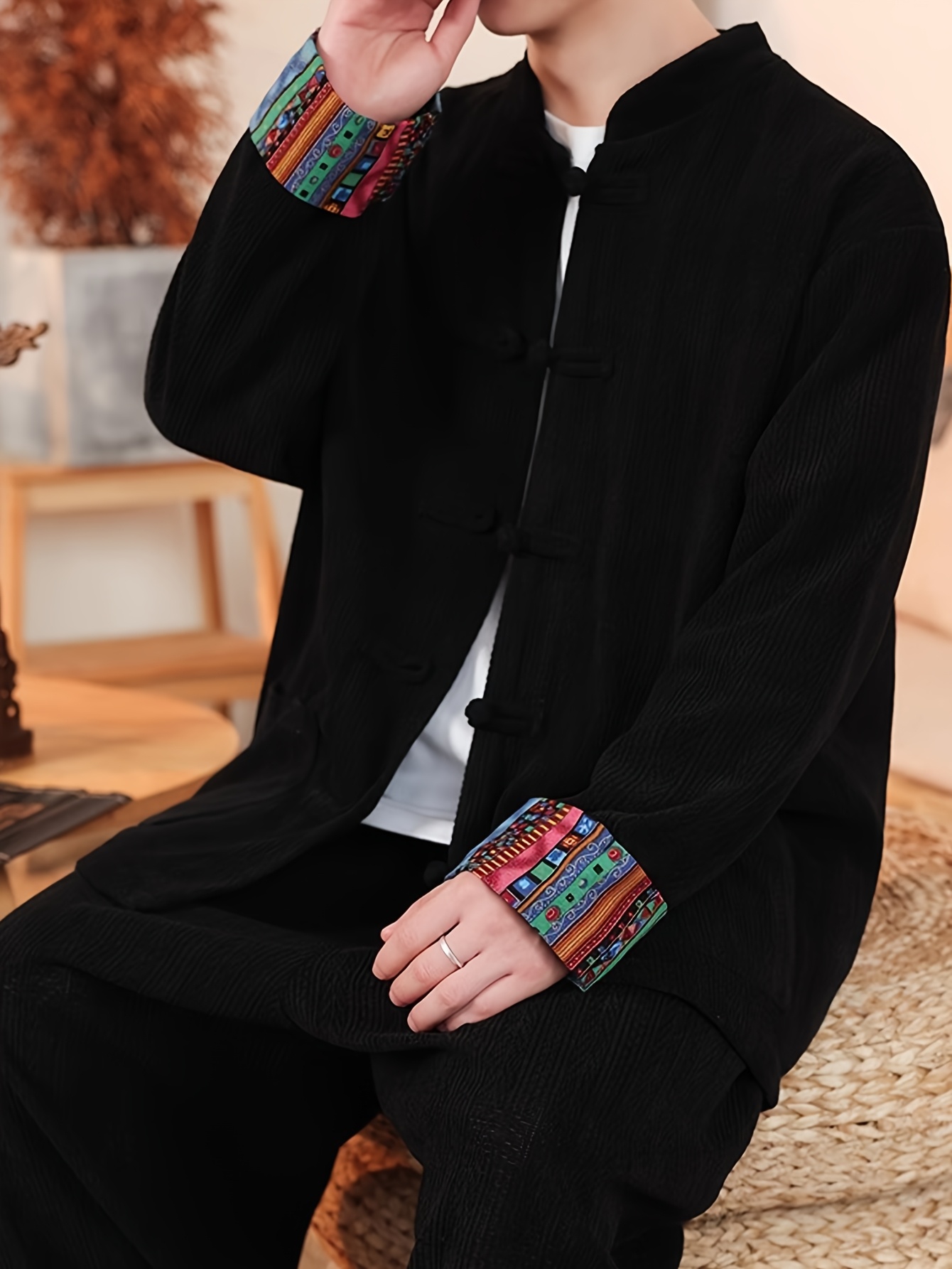 festive ready] men's plus size vintage jacket chinese style Temu